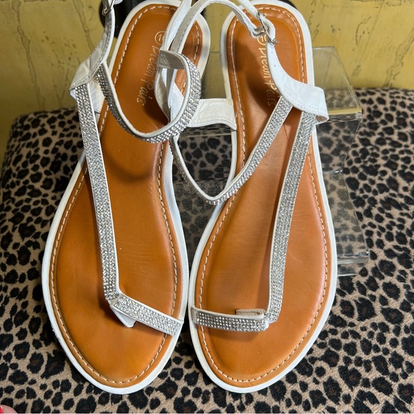 Dream Pairs Shoes - Dream Pairs White Sandals with Glittery Straps